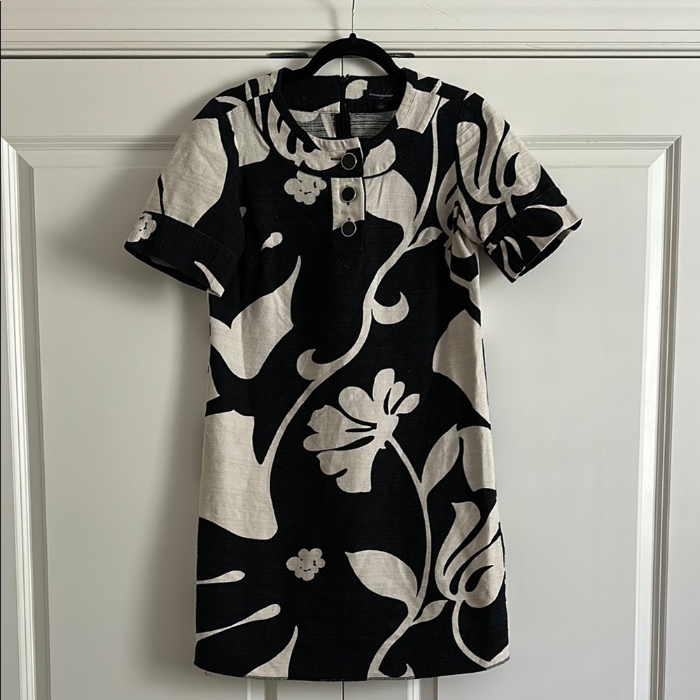 Banana Republic Black and Cream Floral Dress